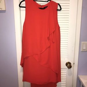 Flowy coral BCBG high low dress